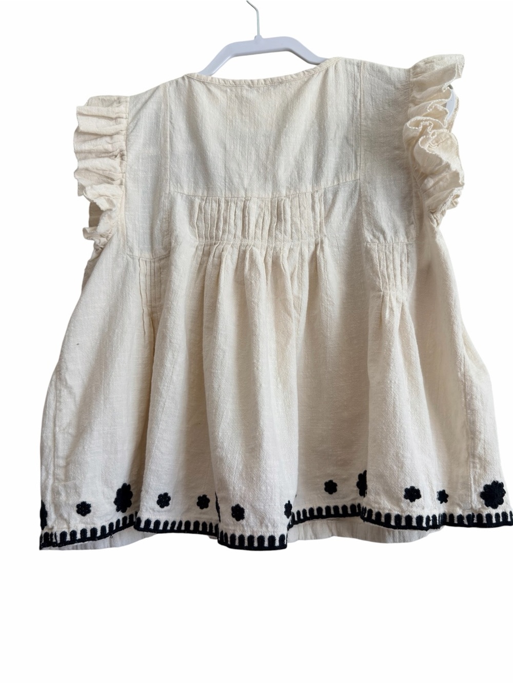 Jennifer & Grace Cream Embroidered Flutter Sleeve Boho Style Blouse Size Large - Picture 2 of 7